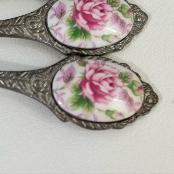 12 Japanese Stainless Steel Tea Spoons and Forks , Pink & Gold Flower Inlay - Picture 3 of 7